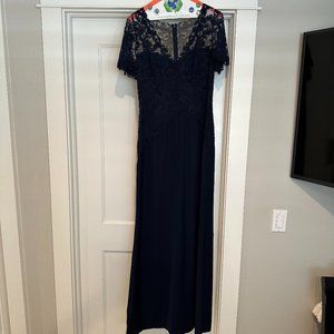 Tadashi Navy full-length dress with bodice lace